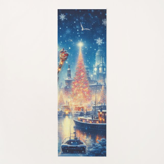 Tapis De Yoga Navire à quai Noël/hiver (Devant)