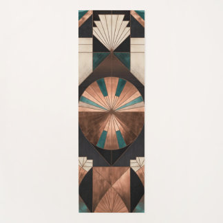 Tapis De Yoga Neo Art Deco Geometric Teal Copper Gold Sunburst