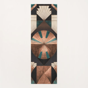 Tapis De Yoga Néo Art Déco Géométrique Turquoise Cuivre Doré Sol