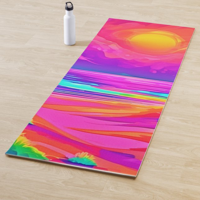 Tapis De Yoga Neon Sun & Beach Bliss (En situation)