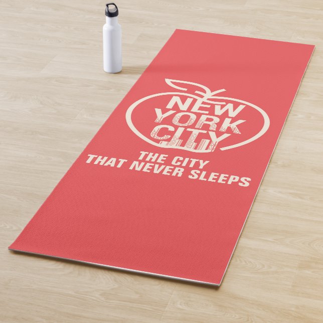 Tapis De Yoga NEW YORK VILLE Rouge moderne (En situation)