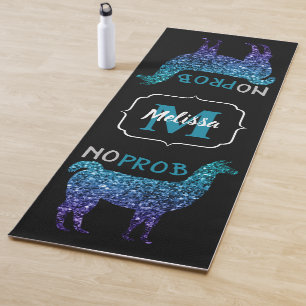 Tapis De Yoga No Prob Llama Aqua blue ombre Sparkings Monogram