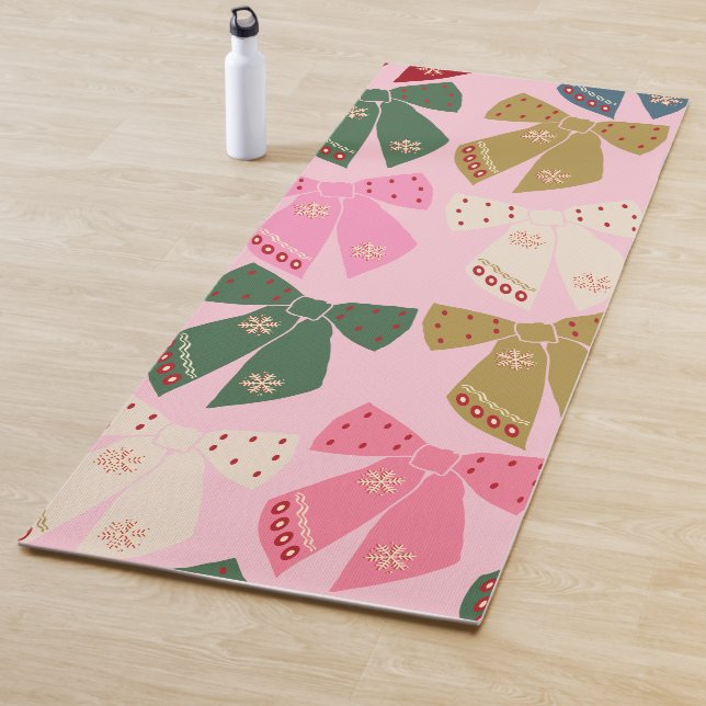 Tapis De Yoga Noël Bows Coquette rose (En situation)