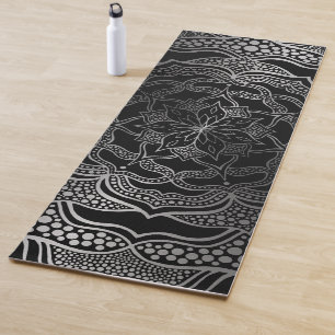 Tapis De Yoga Noir & Argent Mandala Style chic Classy Boho
