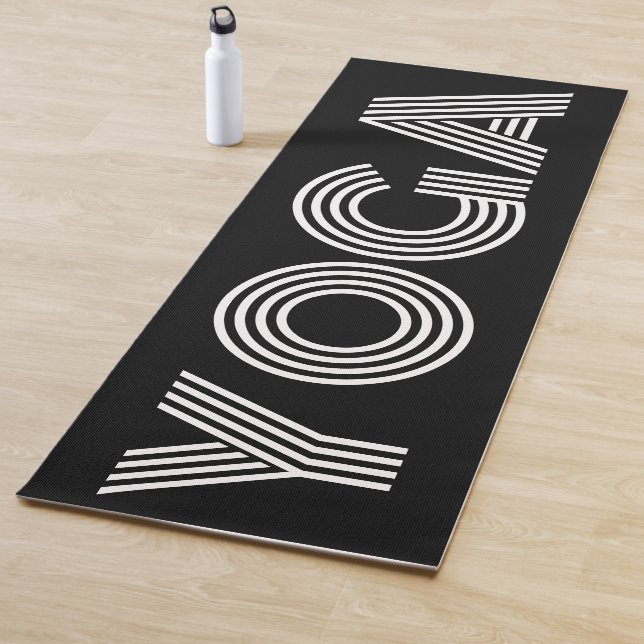 Tapis de yoga noir au design cool (En situation)