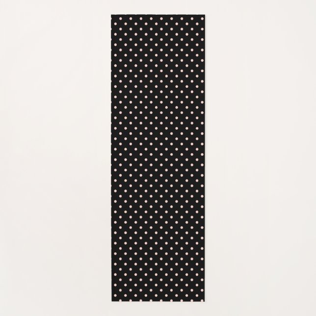 Tapis De Yoga Noir avec Pois roses (Devant)