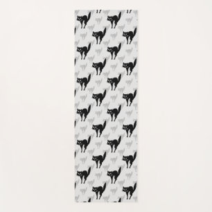 Tapis De Yoga Noir Chat Shadow Silhouette Motif Design