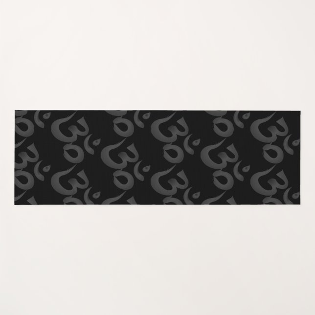 Tapis De Yoga Noir et gris Om Yoga Mat (Devant (Horizontal))