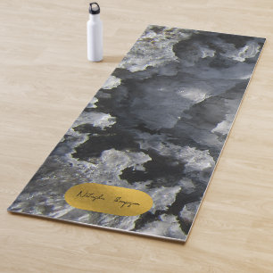 Tapis De Yoga Noir Gold Foil Crystals de mer Signature Script
