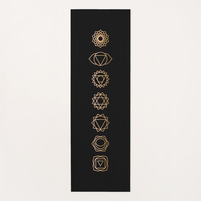 Tapis De Yoga Noir simple 7 Chakras Noir (Devant)