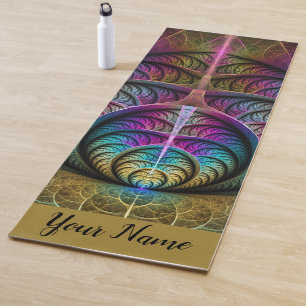 Tapis De Yoga Nom Abstrait Fractal à motif trippé coloré