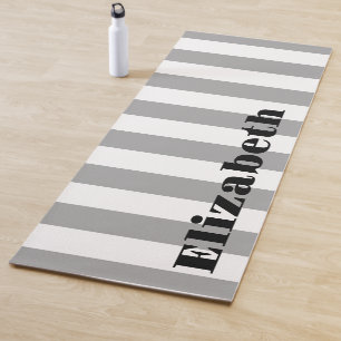 Tapis De Yoga Nom Classic gris et blanc rayures vintages