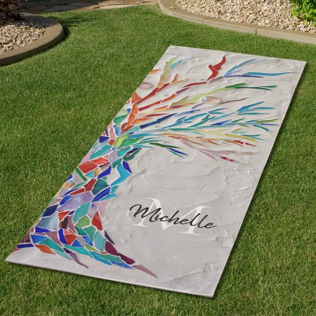 Tapis De Yoga Nom d'arbre arc-en-ciel monogramme (Créateur téléchargé)