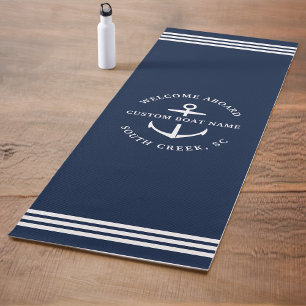 Tapis De Yoga Nom de bateau personnalisé moderne Bienvenue à bor
