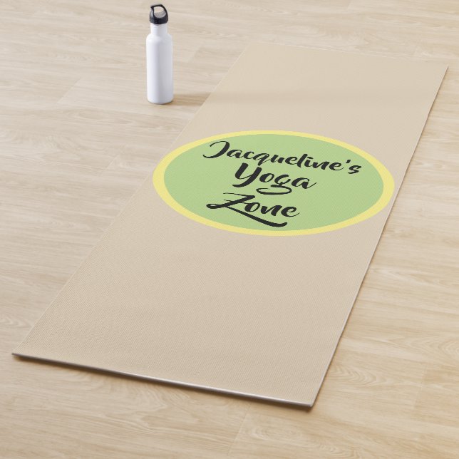 Tapis De Yoga Nom de cercle vert jaune beige (En situation)