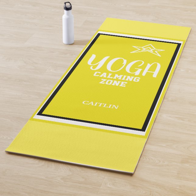 Tapis De Yoga Nom de l'étoile blanche jaune (En situation)