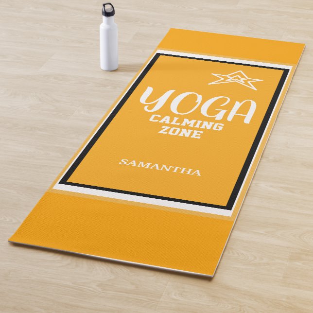 Tapis De Yoga Nom de l'étoile blanche orange (En situation)