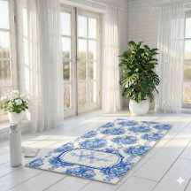Nom de monogramme à motif toile française bleue