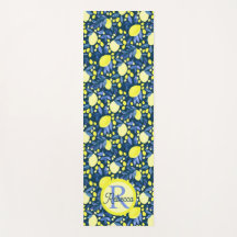Nom de monogramme Chic Méditerranéen Feuille bleue