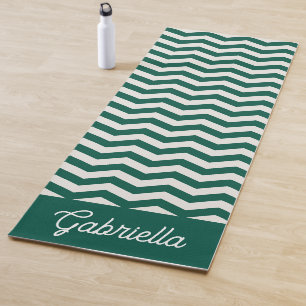 Tapis De Yoga nom de motif à rayures zig zag Chevron vert sarcel