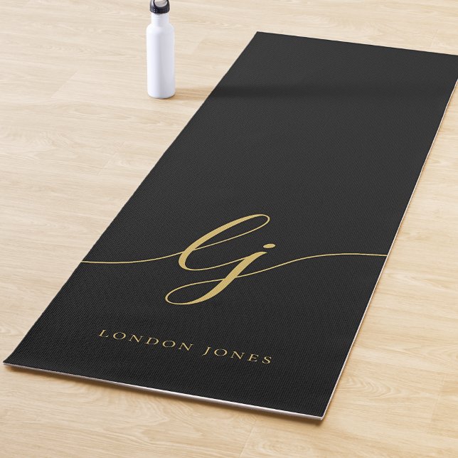 Tapis De Yoga Nom de signature Simple Calligraphie Black Gold (Créateur téléchargé)