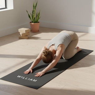 Tapis De Yoga Nom de Yoga Mat noir et monogramme personnalisé
