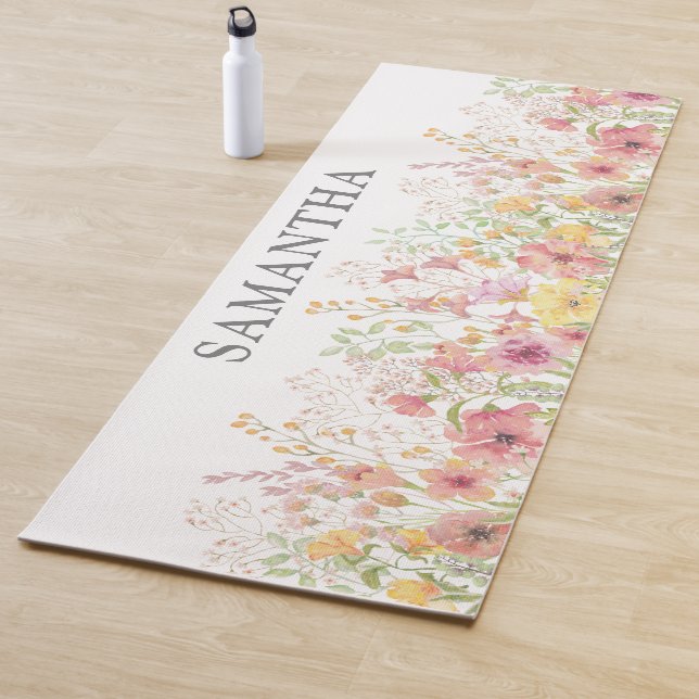 Tapis De Yoga Nom du Fleur sauvage rose (En situation)