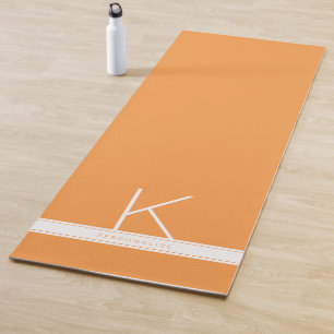 Tapis De Yoga Nom du monogramme de bande orange personnalisé
