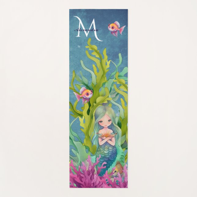 Tapis De Yoga Nom du monogramme mignon Sirène (Devant)
