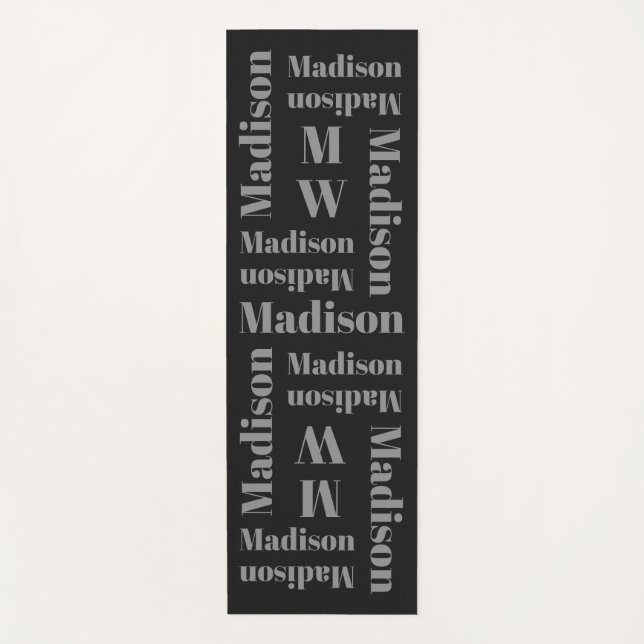 Tapis De Yoga Nom du monogramme personnalisé de yoga (Devant)