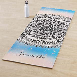 Tapis De Yoga Nom du Motif géométrique Mandala bleu