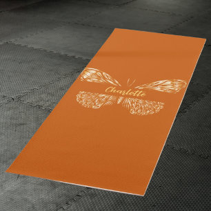 Tapis De Yoga Nom du papillon en or orange brûlé