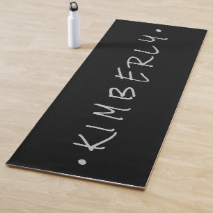 Tapis De Yoga Nom manuscrit simple Gris Noir