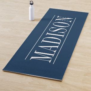 Tapis De Yoga Nom minimaliste noir Marine Blue Yoga Mat