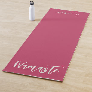 Tapis De Yoga Nom moderne Hibiscus Red Cotton Blanc