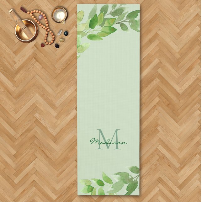 Tapis De Yoga Nom Monogramme vert (Créateur téléchargé)