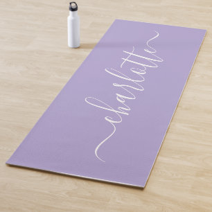 Tapis De Yoga Nom personnalisé élégant écriture lavande lilas