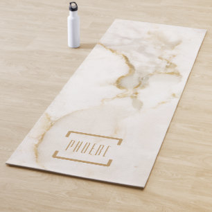 Tapis De Yoga Nom personnalisé moderne Gold Effet Marbre