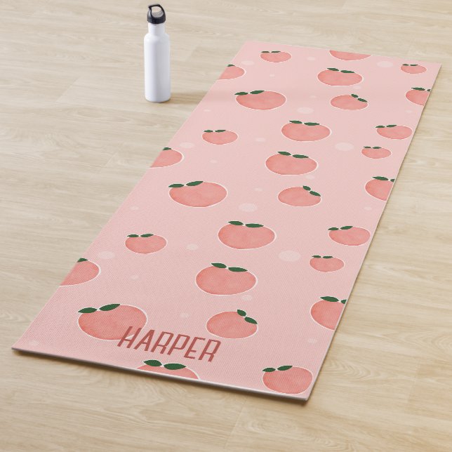 Tapis De Yoga Nom personnalisé Motif de fruits de pêche (En situation)