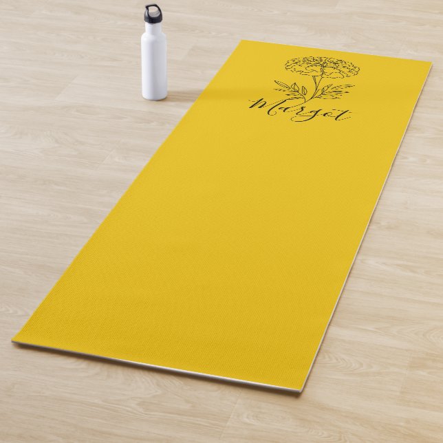 Tapis De Yoga Nom personnalisé Octobre Marigold Flower de naissa (En situation)