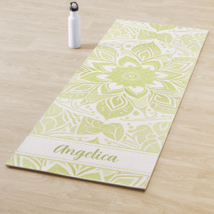 Tapis De Yoga Nom personnalisé Pastel Green Mandala Yoga Mat