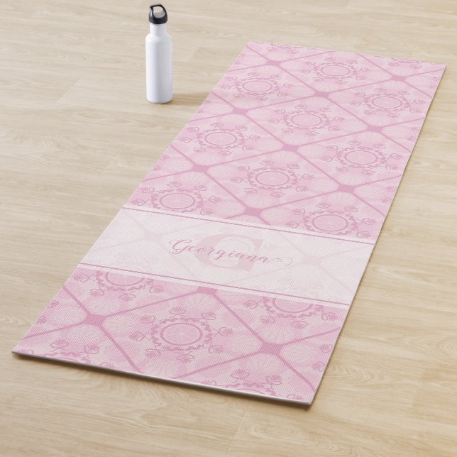 Tapis De Yoga Nom Personnalisé Preppy En Carrelage Diamant Manda (En situation)