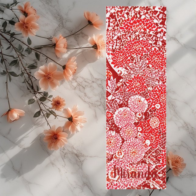 Tapis De Yoga Nom personnalisé Red Daisy Floral Aquarelle Art (Personalized Name Red Daisy Floral Watercolor Art Yoga Mat)
