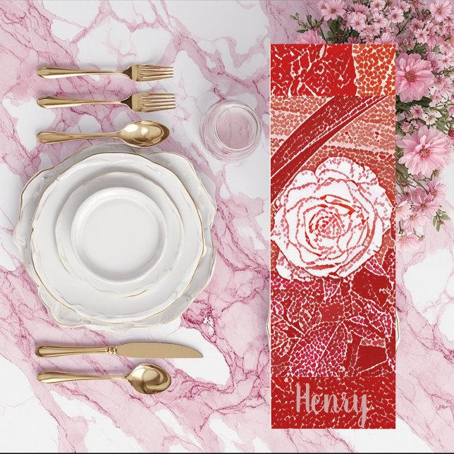 Tapis De Yoga Nom personnalisé Rose rouge Floral Aquarelle Art (Personalized Name Red Rose Floral Watercolor Art Yoga Mat)