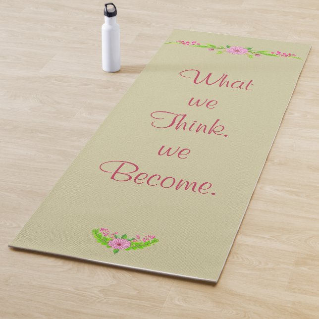 Tapis De Yoga Nostalgale rose et verte Yoga Mat Floral (En situation)