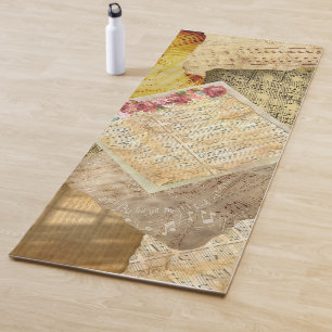 Tapis De Yoga Notes musicales Feuille Vintage Musique Yoga Mat