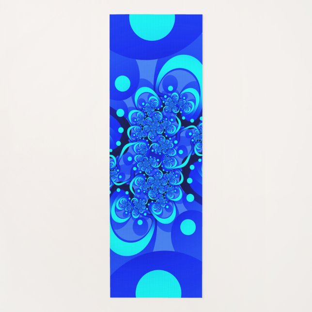 Tapis De Yoga Nuances de bleu moderne art fractal Abstrait (Devant)