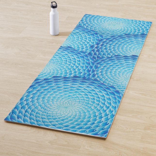 Tapis De Yoga Nuances de motif bleu de mandala (En situation)