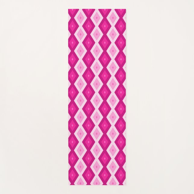 Tapis De Yoga Nuances de motif de diamant fuchsia (Devant)