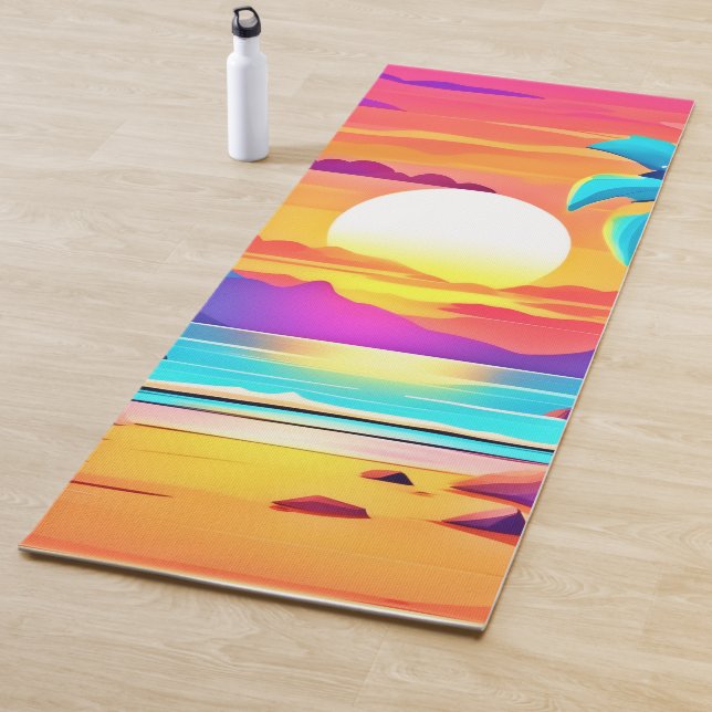 Tapis De Yoga Oasis tropicale du coucher de soleil (En situation)